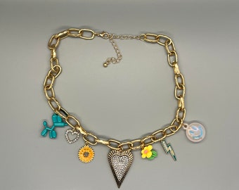 Charm necklace-gold summer heart