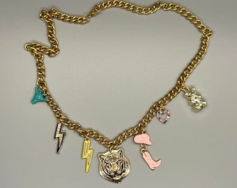 Charm necklace-gold country tiger