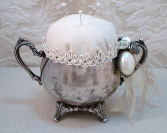 PDF Altered Silver Sugar Dish Pincushion Tutorial no shipping cost