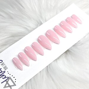 Bubble Bath | 10-Piece Set, Sheer Pink Press On Nails, Simple Bridal Nails, Subtle Light Pink Nails, SHORT STILETTO, Size Small