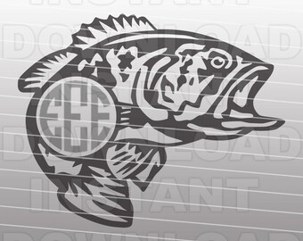 Download Fishing SVG FileFish Hook Monogram SVG FileBass SVGCutting ...