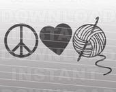 Peace Love Crochet svg,Crocheting SVG File,Yarn svg,Crafting svg -Commercial Personal Use- Vector Art For Cricut,Silhouette,Vinyl Decal