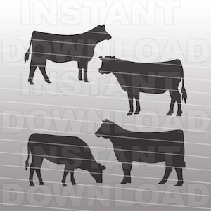 Afficher génisse SVG, svg de bétail, ferme Animal SVG fichier-découpe modèle-Vector Clip Art pour usage Commercial et personnel-Télécharger-Cricut, camée
