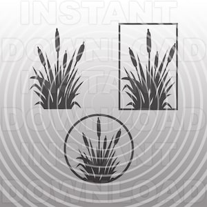 Fichier SVG de quenouilles, lac svg, svg de rivière, svg de marais, svg de plantes aquatiques -Vector Clipart Personal & Commercial Use- Crisut, Silhouette Cameo,