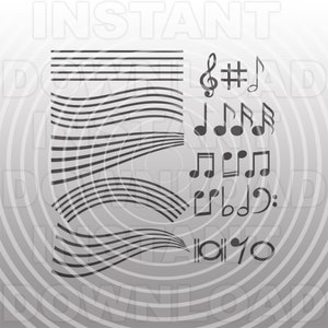 Notas musicales Archivo SVG,Músico SVG,Marching Band svg -VectorArt Uso comercial y personal- Cricut,Cameo,Silueta,Archivo de corte de vinilo,Calcomanía de vinilo