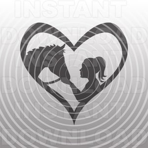 Petite fille alimentation cheval avec fichier SVG coeur, fille de ferme aime les chevaux SVG -Vector Art Commercial/Personal Use-Cricut,Cameo,Silhouette,Vinyl