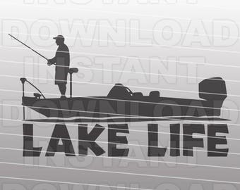 Download Bass Boat SVG File Bass Fishing SVG File Fisherman SVG