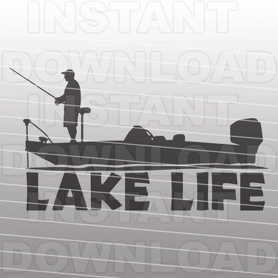 Download Bass Boat with Lake Life,Bass Fishing SVG,Fisherman svg ...