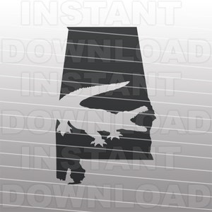 Alabama avec fichier SVG Alligator, Alligator Hunter SVG, SVG Gator, usage personnel et commercial, svg cricut, silhouette svg, svg vecteur, sticker vinyle