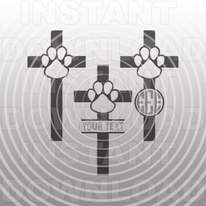 Huisdier Memorial SVG-bestand, Paw Print met Memorial Cross SVG -persoonlijk/commercieel gebruik-cricut SVG, silhouet SVG, vector kunst, vinyl knippen, vinyl sticker