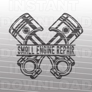 Logo de réparation de petit moteur avec fichier SVG de pistons croisés, Mécanicien Business SVG -Commercial/Personal Use- For Silhouette Cameo,Cricut,Vinyl svg
