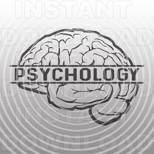 Puede incluir: Una ilustración en blanco y negro de un cerebro humano con la palabra "Psicología" impresa en el medio.