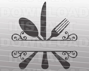 Kitchen SVG File,Kitchen Monogram SVG,Flourish Kitchen SVG,Vector Clip Art for Commercial & Personal Use-Cricut,Cameo,Vinyl,Silhouette
