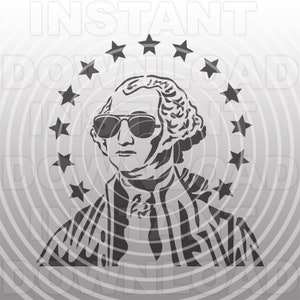 Fichier SVG George Washington portant des lunettes de soleil, Washington portant des aviateurs SVG -Vector Art Commercial/Personal Use- Cricut,Silhouette,Cameo