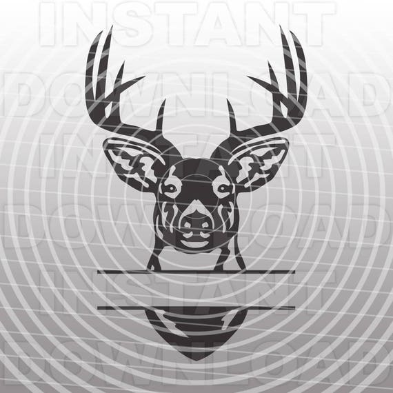 Download Buck Head Deer Hunting Monogram Split Svg File Cutting Etsy