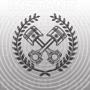 Crossed Motor Pistons with Laurel Wreath SVG File,Car Racing SVG,Auto Car Mechanic SVG -Commercial & Personal Use- Silhouette Cameo,Cricut
