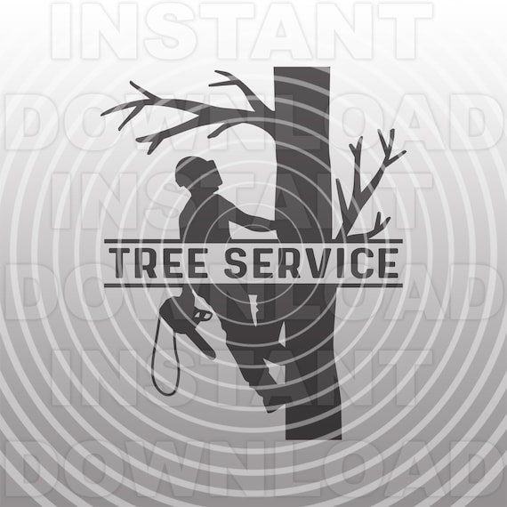 Tree Trimmer Climbing Tree with Chainsaw SVG File,Tree Service Logo SVG  -Vector Art Commercial/Personal Use- Cricut,Silhouette,Cameo,vinyl