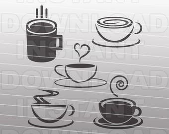 コーヒー SVG バンドル、コーヒー カップ SVG ファイル、コーヒー マグ SVG ファイル - カッティング ファイル - 商用および個人使用向けベクター クリップ アート - Cricut、シルエット、カメオ