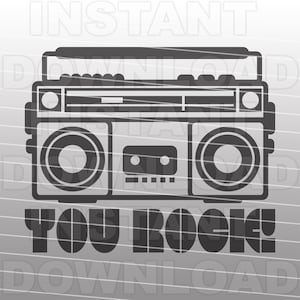 You Rock Vintage 80er Jahre Retro Radio Ghetto Blaster Boombox SVG-Datei-Vector Art kommerzielle & persönliche Nutzung- Cricut, Silhouette,Cameo,Vinyl svg