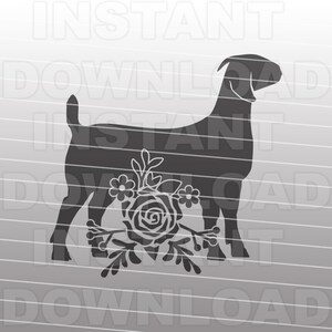 Floral Boer Goat SVG File, Show Goat SVG File, Livestock svg -Commercial & Personal Use- vector art pour Cricut, Silhouette Cameo, Decal