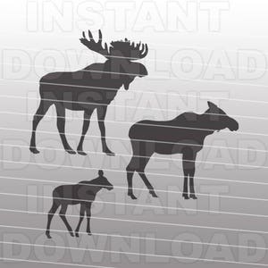 Fichier SVG famille Moose, fichier SVG Moose - pour usage Commercial et personnel - Vector Art SVG pour Cricut, Silhouette Cameo, modèle de vinyle, htv