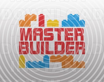 Master Builder SVG File,Building Blocks SVG,Toy Bricks SVG -Vector Art Commercial & Personal Use- Cricut,Silhouette,Cameo,Iron on Vinyl