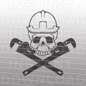 Union Pipefitter Skull SVG File - Plombier SVG File - Steamfitter SVG - Commercial & Personal Use - Vector Art - Cricut, Silhouette Cameo, Vinyl