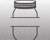 Mason Canning Jar Split Monogram Frame SVG File -Commercial & Personal Use- Vector Art for Cricut,Silhouette Cameo,iron on vinyl shirt decal