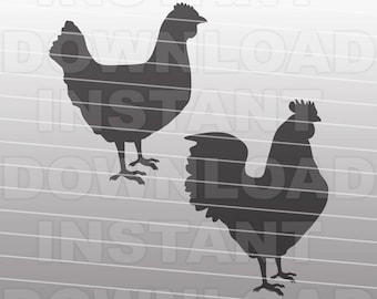 Chickens SVG File,Hen SVG File,Rooster SVG,Farm Animals svg -Commercial & Personal Use- svg file for Cricut,Silhouette svg,vinyl cut file