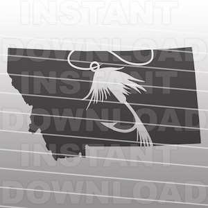 Montana State Fly Fishing SVG File -Commercial & Personal Use- Vector SVG File for Cricut,Silhouette Cameo,Heat Transfer vinyl,Vinyl Decal