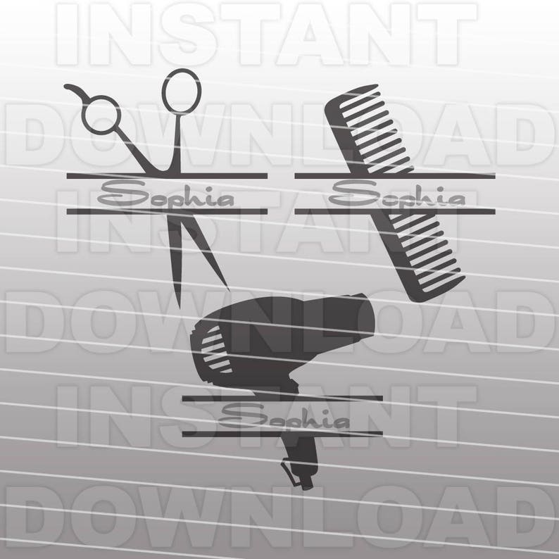 Download Hair Stylist SVG File Split Monogram SVG File Commercial & | Etsy