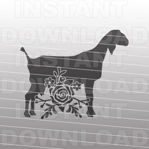 Nubian Goat SVG File, Livestock SVG, Goat with Flowers svg -Vector Art Commercial & Personal Use-Cricut,Silhouette,Cameo,Vinyl Cut,vinyl decal