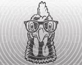 Rooster with Glasses SVG,Farm SVG,Chicken svg -Vector Art For Commercial & Personal Use- Cricut,Silhouette,Cameo,Vinyl Decal,Iron on Vinyl