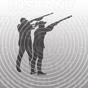 Archivo SVG de Skeet Shooter masculino y femenino, Trapshooters SVG -Vector Art Uso comercial/personal-Cricut,Silueta,Cameo,Calcomanía de vinilo,Corte de vinilo