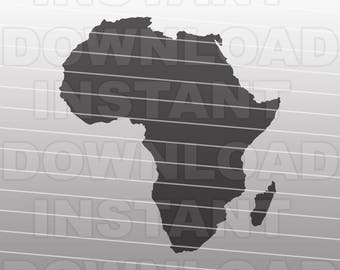 Africa SVG File - Map of Africa Outline SVG -Vector Clip Art for Commercial & Personal Use- svg file for Cricut Explore,Silhouette,Cameo