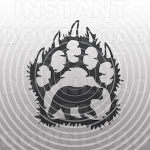 Beer binnen Bear Paw Print SVG-bestand, Grizzly Bear Paw Print SVG - Vector Art Commercial & Personal Use- Voor Silhouette, Cameo, Cricut, Vinyl Cut