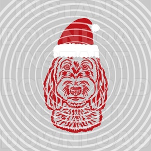 Goldendoodle mit Weihnachtsmütze SVG-Datei, Weihnachten Labradoodle SVG - Vektorkunst kommerziellen und persönlichen Gebrauch- für Cricut,Silhouette,Cameo,Vinyl Cut