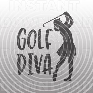 Golf Diva SVG File,Woman Golfer SVG,Female Golfer SVG -Vector Art Commercial & Personal Use- Silhouette,Cricut,Cameo,vinyl Decal,Vinyl Cut