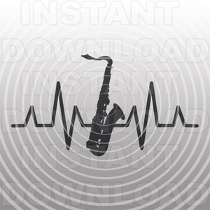 Tenor Saxophone Heartbeat Pulse EKG Strip SVG File,Marching Band SVG -Vector Format Commercial & Personal Use- Cricut,Silhouette,Vinyl Decal