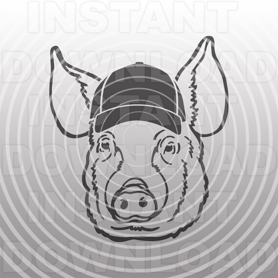 Download Show Pig Wearing Baseball Cap Hat Svgpig Face Svgfarm Svg Etsy