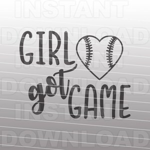 Girl Got Game Fast Pitch Softball SVG File,Softball Heart svg,Vector Art for Silhouette Cameo Cricut Cutter,For Commercial & Personal Use
