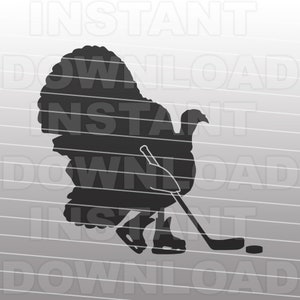 Thanksgiving Turkey Playing Hockey SVG File -Vector Clip Art for Commercial & Personal Use- Vector Art svg for Cricut,Cameo,Silhouette,Vinyl
