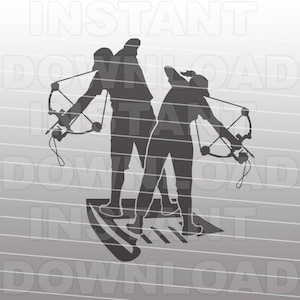 Bowfishing Couple SVG File,Fishing SVG File,Bow Fishing SVG -Vector Clip Art for Commercial & Personal Use- Cricut,Cameo,Silhouette,Vinyl