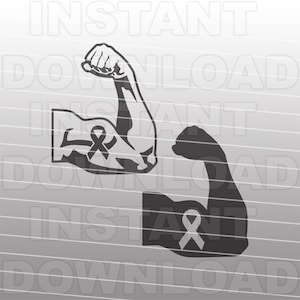 Cinta de cáncer con archivo SVG de bíceps muscular, más fuerte que el cáncer SVG -Vector Art Uso comercial/personal-Cricut,Silueta,Cameo,Calcomanía de vinilo