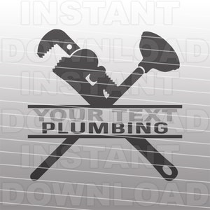 Logo de plomberie avec clé à pipe et fichier SVG de piston de toilette, plombier Logo SVG -Vector Format Commercial/Personal Use- Cricut,Silhouette Cameo