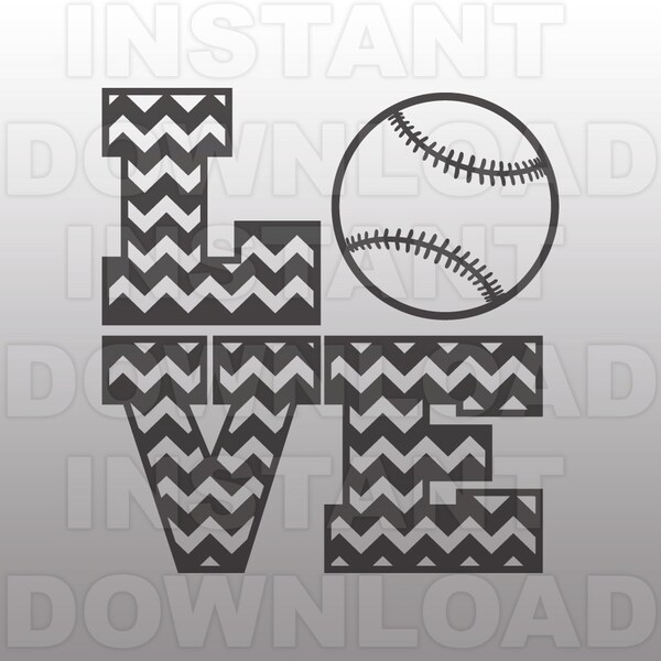 Love Baseball SVG,Chevron SVG File,Cutting Template-Vector Clip Art for Commercial & Personal Use-Cricut,Cameo,Silhouette,Vinyl,Cut File