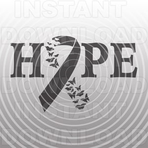 HOPE Butterflies Cancer Ribbon SVG File,Cancer Fundraiser svg,Awareness Ribbon svg -Commercial & Personal Use- Cricut,Silhouette,Cameo,Vinyl
