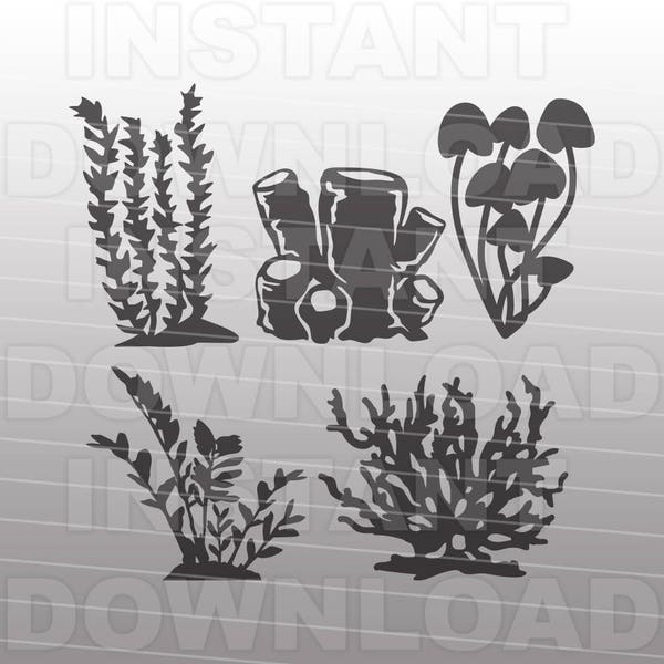 Coral SVG File,Aquarium Plants SVG,Aquatic Plants svg -Commercial & Personal Use- Vector Art SVG Cut File for Silhouette and Cricut Cutter
