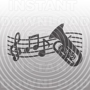Archivo SVG de tuba, Notas musicales SVG, Banda de marcha SVG, Instrumento musical svg -Vector Art Uso comercial/personal- Cricut,Silueta,Calcomanía de vinilo