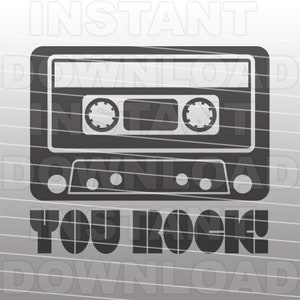 You Rock Vintage 80er Jahre Retro Cassette Tape SVG-Datei, Mix Tape SVG-Vector Clipart kommerzielle & persönliche Nutzung- Cricut, Silhouette,Cameo,Vinyl svg